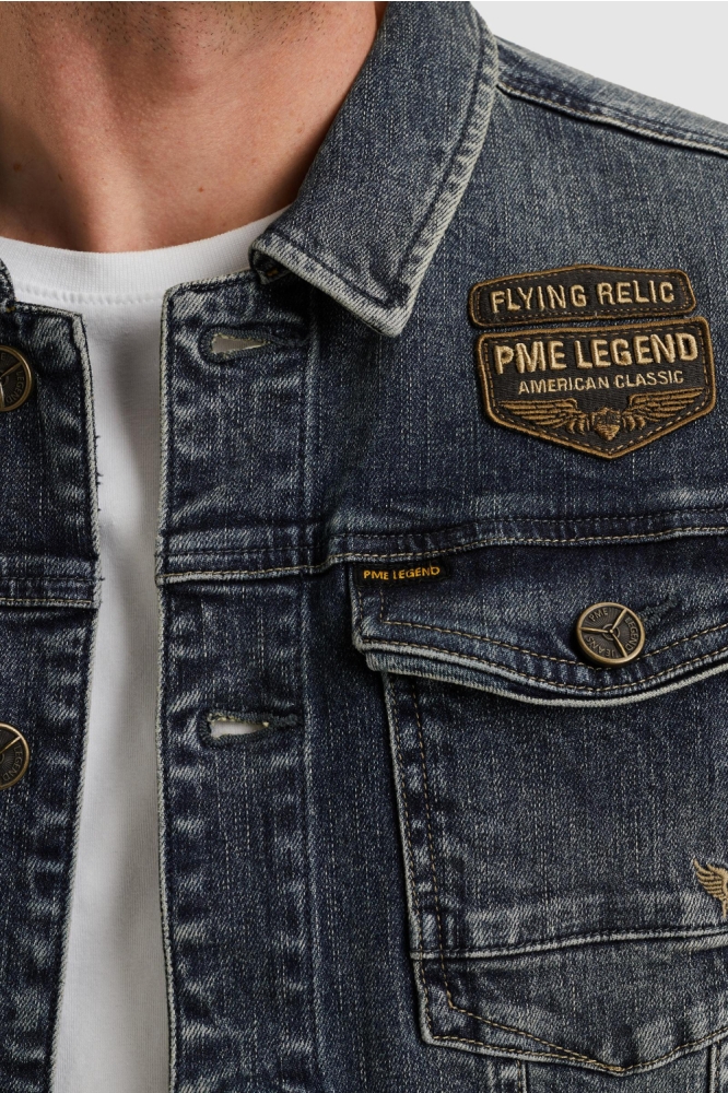 DENIM JACKET MET BADGES PDJ2508715 DOUBLE CROSS VINTAGE